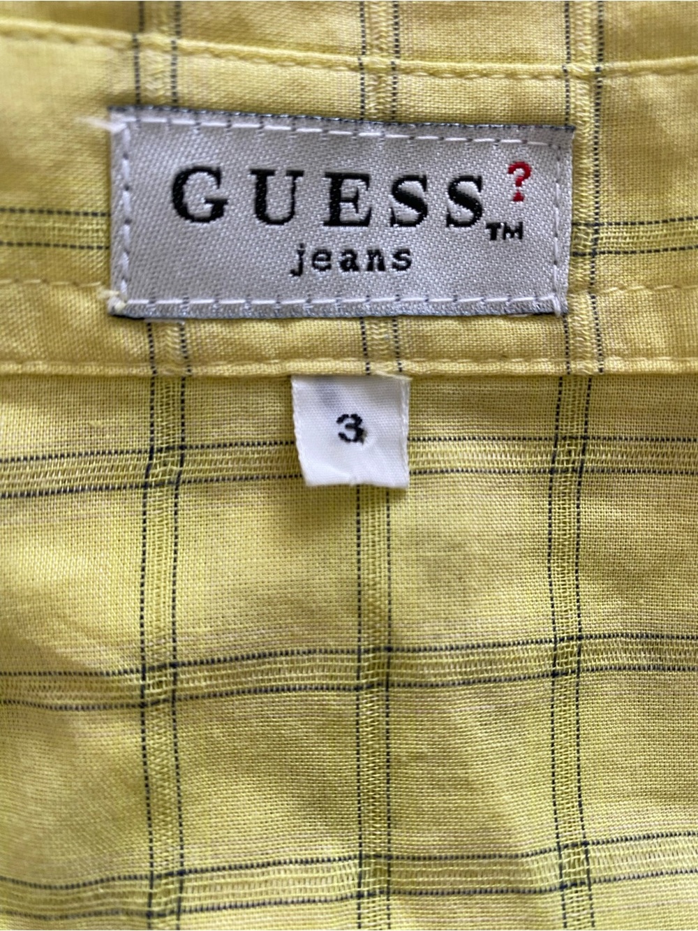 Guess Yellow Plaid Button-Down Shirt 100% cotton - Picture 5 of 8